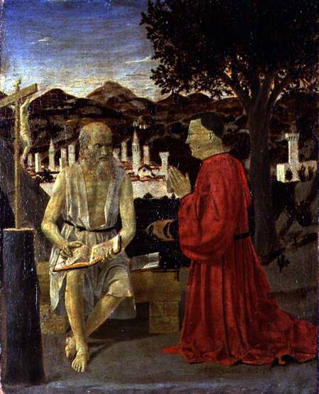 St. Jerome with a Man kneeling in Devotion de Piero della Francesca