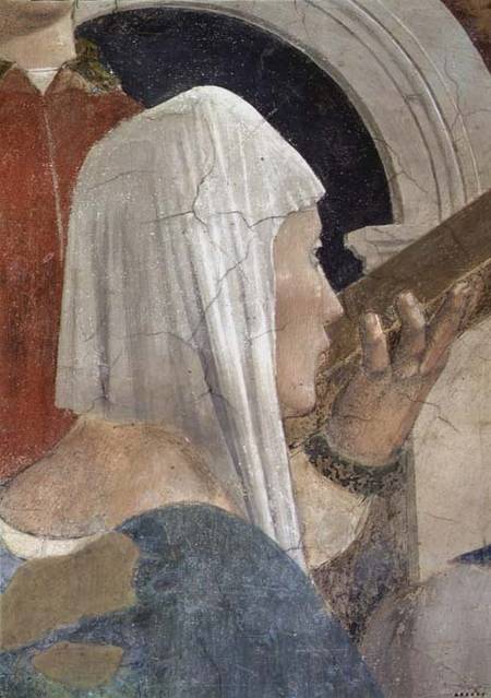The Legend of the True Cross, the Verification of the Cross, detail of the Queen of Sheba Kissing th de Piero della Francesca