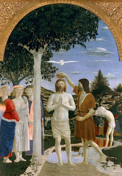 Baptism of Christ (& 2 details) de Piero della Francesca