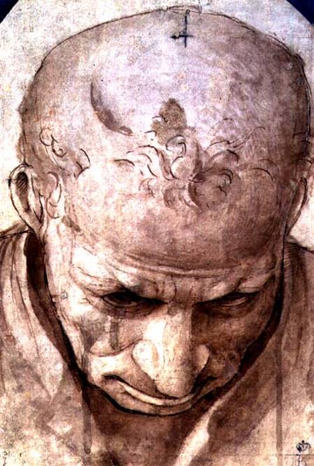 Head of an Elderly Man (pen, brown de Piero di Cosimo