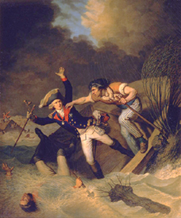 Der Tod des Herzogs Leopold von Braunschweig im Hochwasser 1785 de Pierre Alexandre Wille
