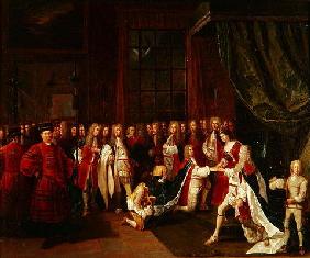 Queen Anne and the Knights of Garter, c.1720s (oil on canvas)