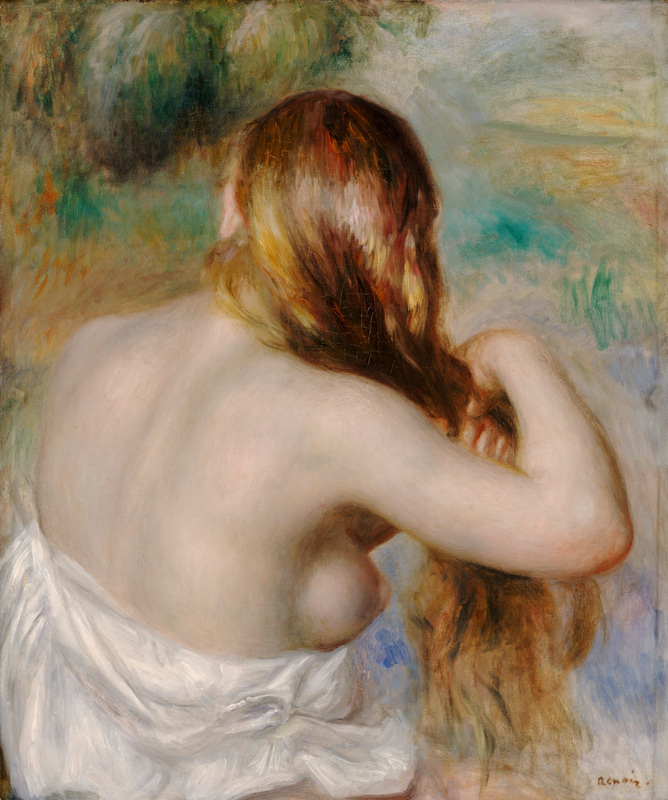 Blonde Braiding Her Hair de Pierre-Auguste Renoir