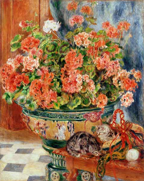 Geraniums and Cats de Pierre-Auguste Renoir