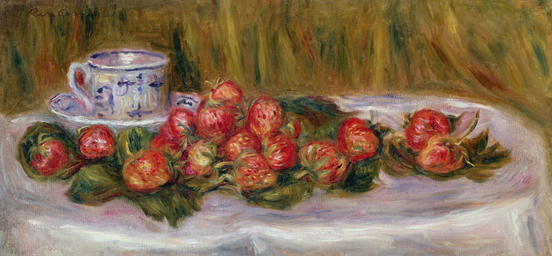 Still Life of Strawberries and a Tea-cup de Pierre-Auguste Renoir