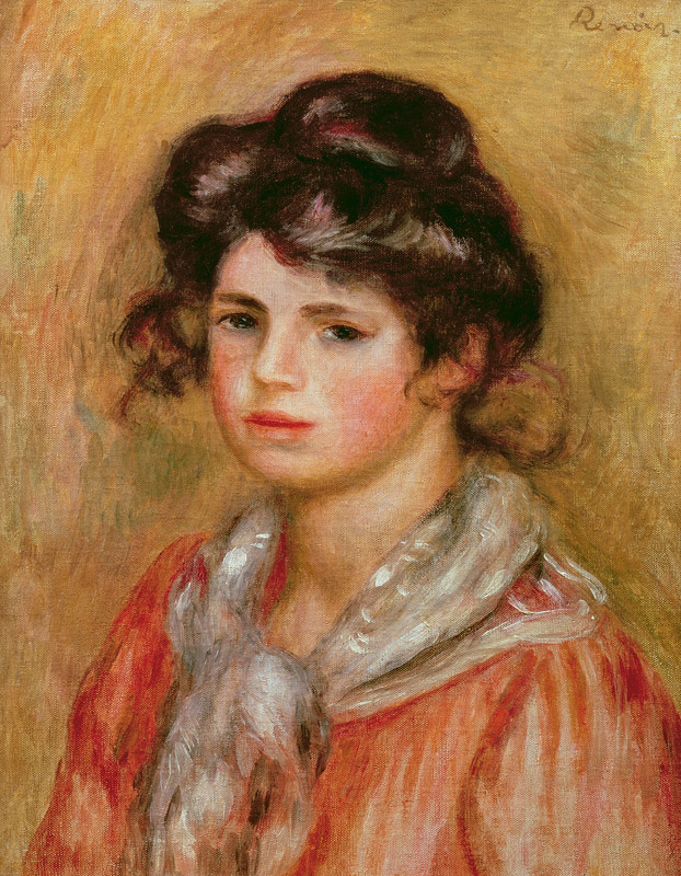 Young Girl With A White Handkerchief de Pierre-Auguste Renoir