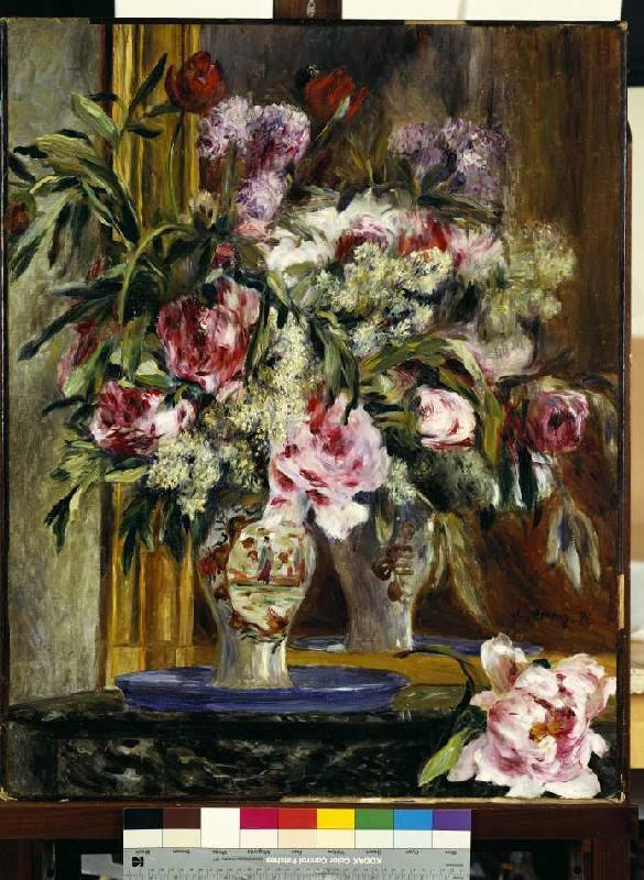 Flower still life in front of the mirror de Pierre-Auguste Renoir