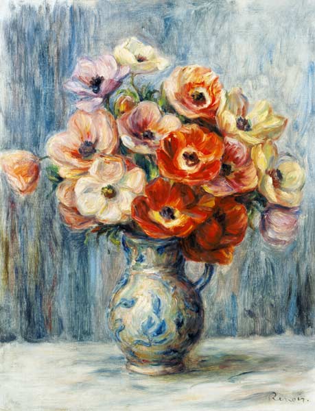 Bouquet of flowers into ceramic jug de Pierre-Auguste Renoir