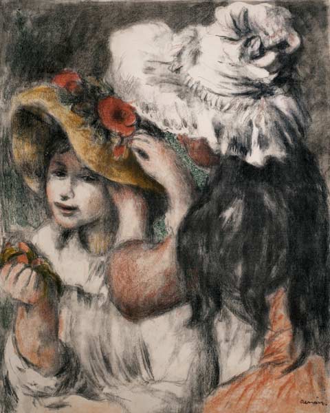 The Pinned Hat (Berthe Morisot's daughter and her cousins) de Pierre-Auguste Renoir