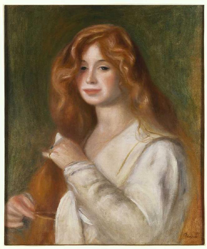 Young woman when combing her hair. de Pierre-Auguste Renoir