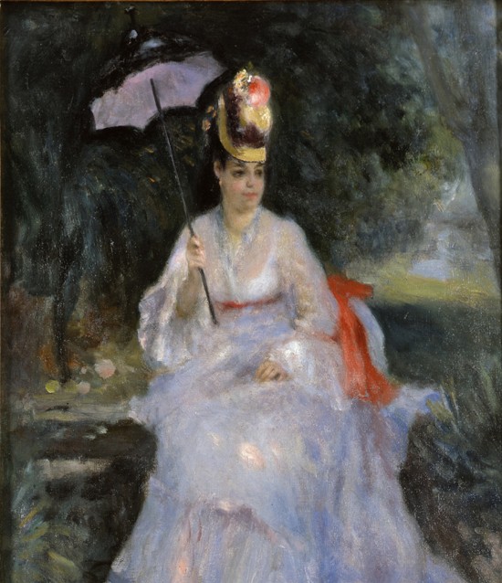 Woman with a parasol sitting in a garden de Pierre-Auguste Renoir