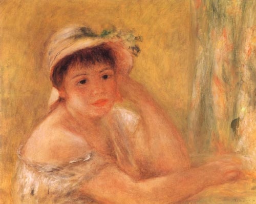 Woman with straw hat de Pierre-Auguste Renoir