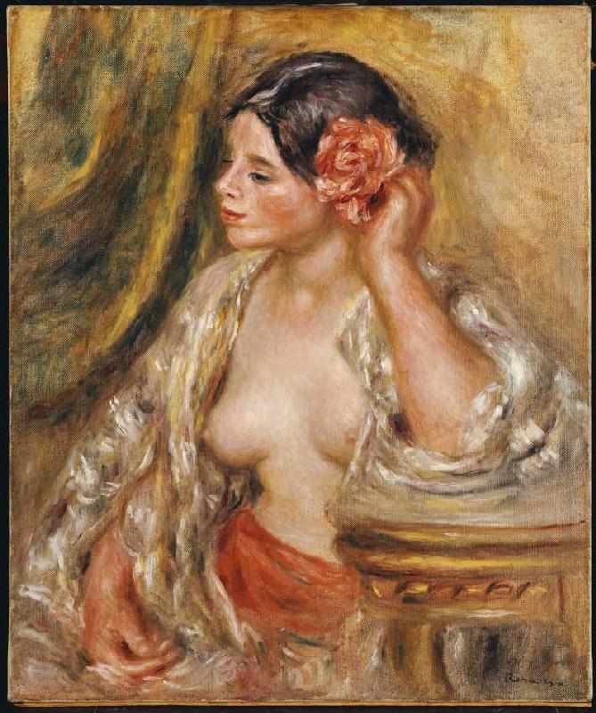 Gabrielle mit einer Rose im Haar de Pierre-Auguste Renoir