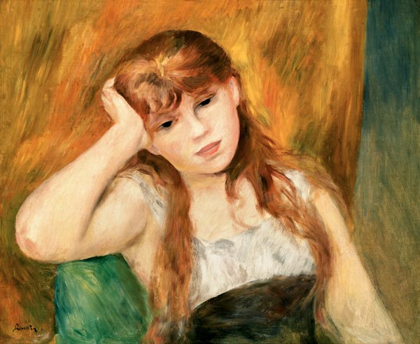Young thoughtful girl de Pierre-Auguste Renoir