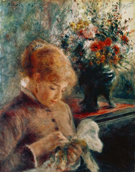 Junge Frau beim Nähen de Pierre-Auguste Renoir