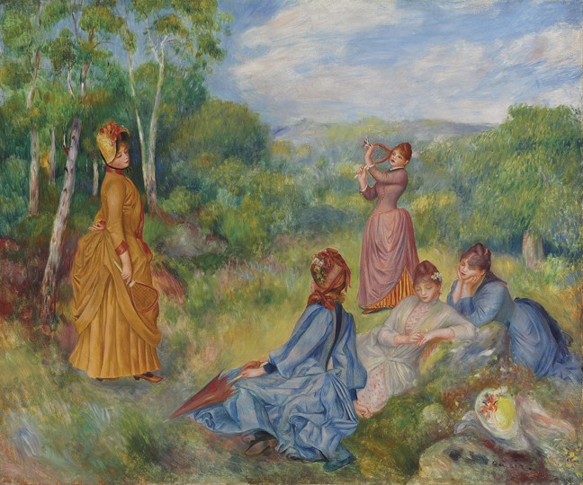 Young Ladies Playing Badminton de Pierre-Auguste Renoir