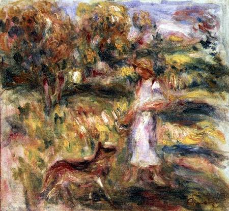 Landscape with the artist's wife and Zaza de Pierre-Auguste Renoir