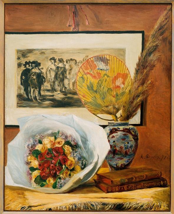 Nature morte au bouquet et à l’eventail de Pierre-Auguste Renoir