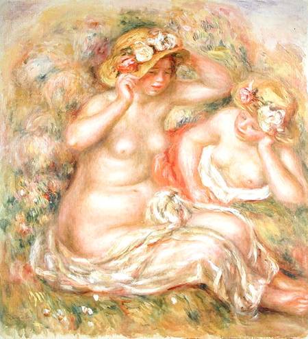 Two Nudes Wearing Hats de Pierre-Auguste Renoir