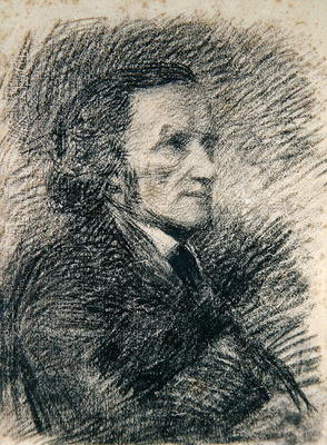Portrait of Richard Wagner (pencil on paper) de Pierre-Auguste Renoir