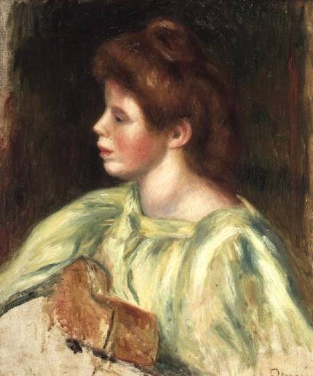 Portrait of a Woman Playing the Guitar de Pierre-Auguste Renoir