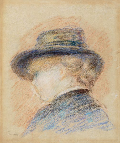 Profile of a Young Woman in a Blue Hat de Pierre-Auguste Renoir
