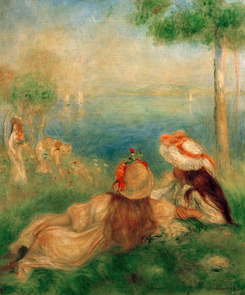 Jovenes niñas en la playa de Pierre-Auguste Renoir