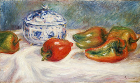 Still Life With A Blue Sugar Bowl And Peppers de Pierre-Auguste Renoir