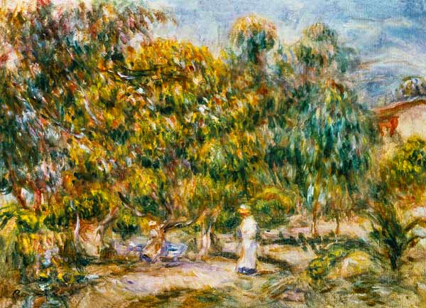 The woman in white in the garden of Les Colettes de Pierre-Auguste Renoir