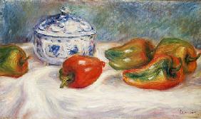Still Life With A Blue Sugar Bowl And Peppers