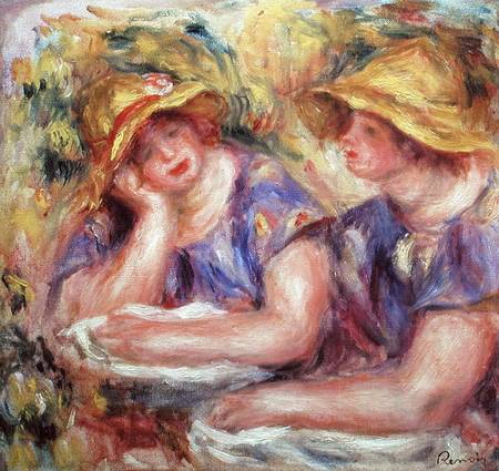 Two women in blue blouses de Pierre-Auguste Renoir