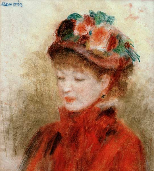 Renoir/Young woman wit.flower hat/c.1877 de Pierre-Auguste Renoir