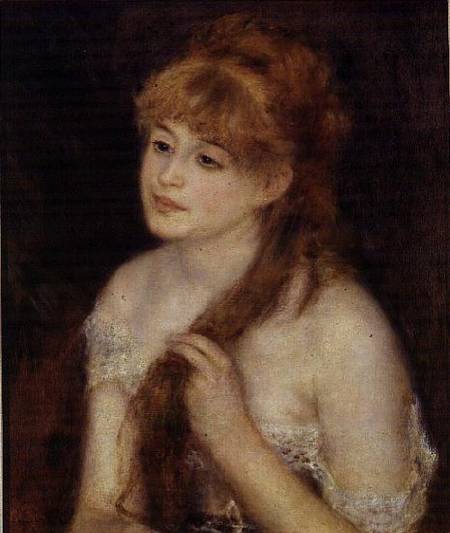 Young Woman Braiding her Hair de Pierre-Auguste Renoir