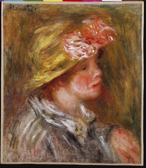 Young Woman in a Flowery Hat (Portrait of Andree) c.1917 de Pierre-Auguste Renoir