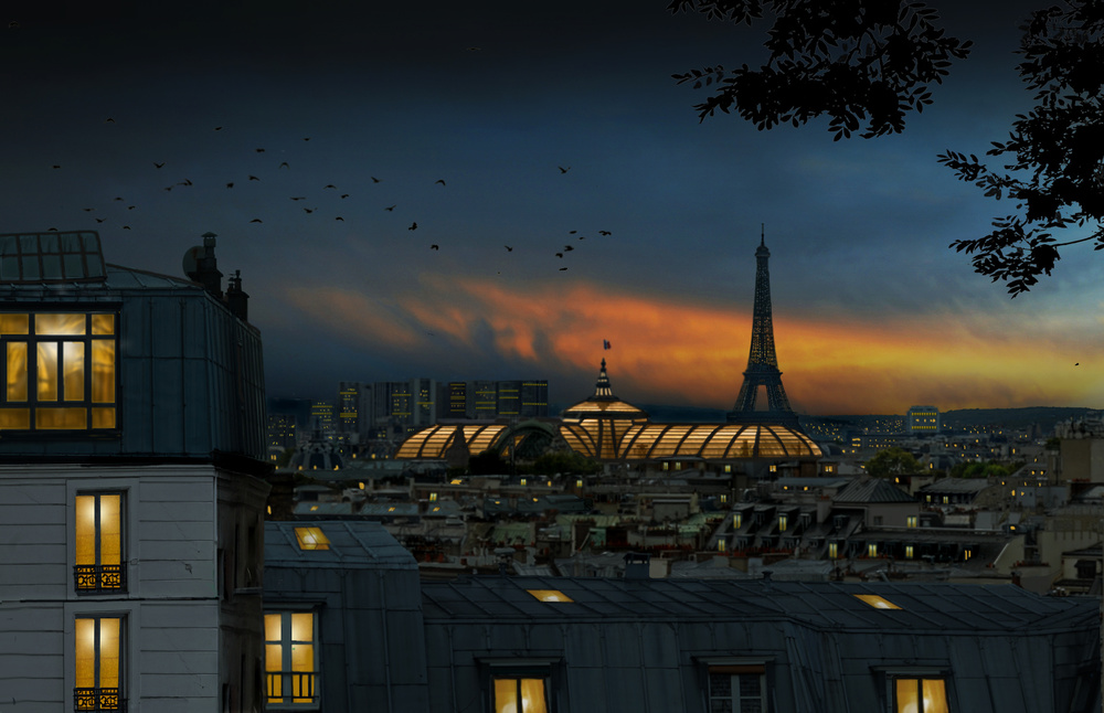 roofs of Paris at blue hour de Pierre Bacus