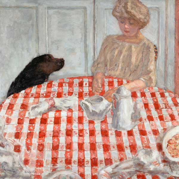 The red-chequered Tablecloth or The Dog’s Dinner de Pierre Bonnard
