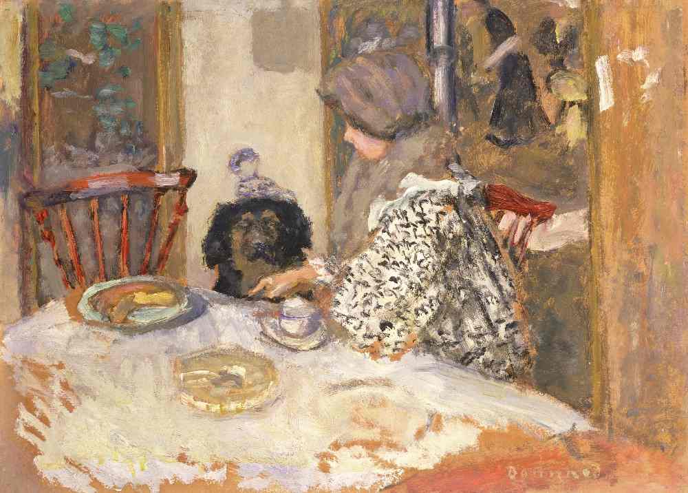 Woman with a Dog at the Table de Pierre Bonnard