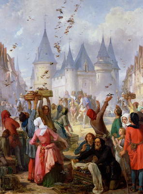 The Return of St. Louis (1214-70) and Blanche of Castille (1188-1252) to Notre-Dame, Paris, before 1 de Pierre Charles Marquis