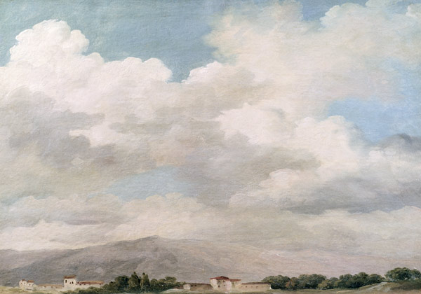 Study of the Sky at Quirinal (oil on paper mounted on card) de Pierre Henri de Valenciennes