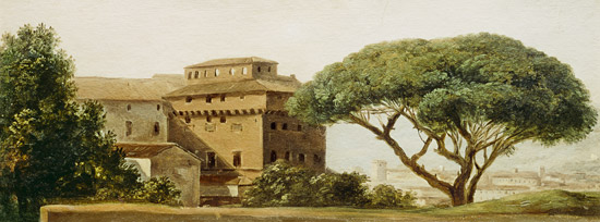 View of the convent of Ara Coeli: the umbrella pine (oil on paper) de Pierre Henri de Valenciennes