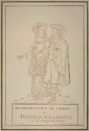 Der König von Frankreich Henri IV. und Gabrielle dEstrées auf der Jagd
