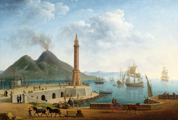 View of Vesuvius from the Harbour of Naples de Pierre Joseph Petit