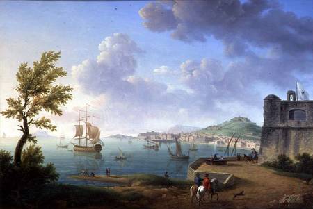 View of Naples from the Castel dell'Ovo to Mergellina de Pierre Joseph Petit