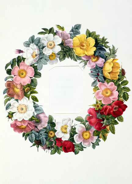Wreath of Roses, Frontispiece for 'Les Roses' de Pierre Joseph Redouté