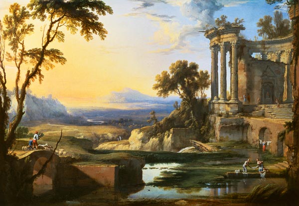 Italian landscape with ruins de Pierre Patel