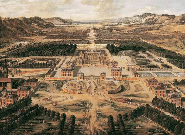 Perspective view of the Chateau, Gardens and Park of Versailles seen from the Avenue de Paris, 1668 de Pierre Patel