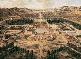 Perspective view of the Chateau, Gardens and Park of Versailles seen from the Avenue de Paris, 1668