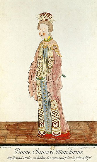 Portrait of a Mandarin Woman of the Second Order Wearing a Summer Ceremonial Costume, from ''Estat P de Pierre Pere Bouvet 1647Giffart