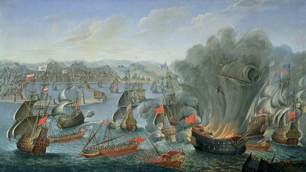 Naval Battle with the Spanish Fleet de Pierre Puget