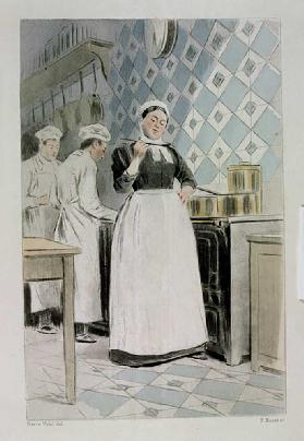 The Cook, from La Femme a Paris by Octave Uzanne, engraved by F. Masse, 1894
